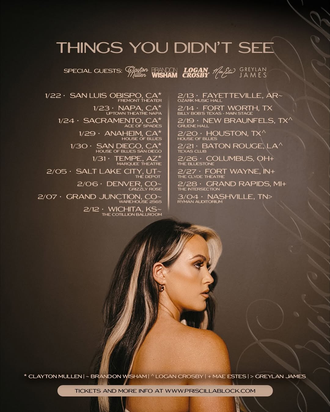 Priscilla Block Things You Didnt See Tour Poster 2025-2026